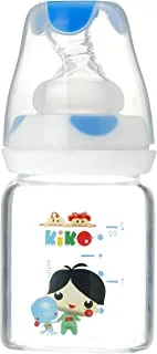 KiKo Glass Feeding Bottle, Blue, 60 ml Capacity