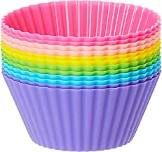 SKY-TOUCH Silicone Cupcake Liners 12Pcs, Baking Cups Non-Stick Cake Muffin Chocolate Cupcake Liner Baking Cup Mold, Multicolor