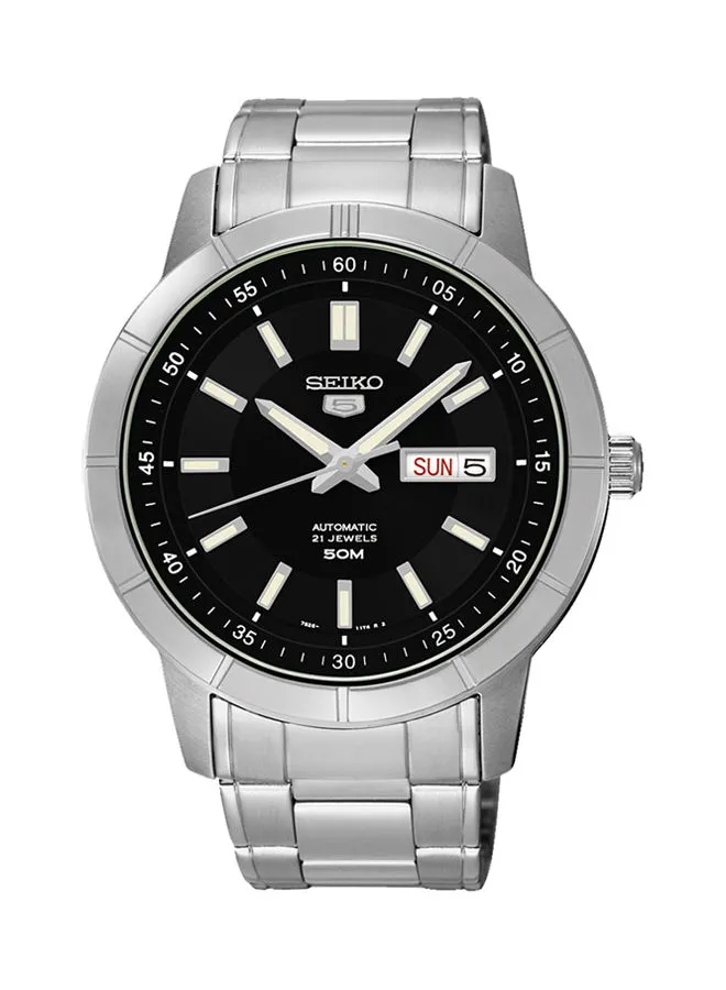 Seiko Men's Round Shape Stainless Steel Analog Wrist Watch - Silver - SNKN55J
