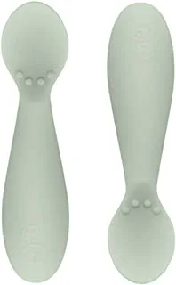 Ezpz Tiny Spoon (2 Pack In Sage) - 100% Silicone Spoons For Baby Led Weaning + Purees - Designed By A Pediatric Feeding Specialist - 4 Months+