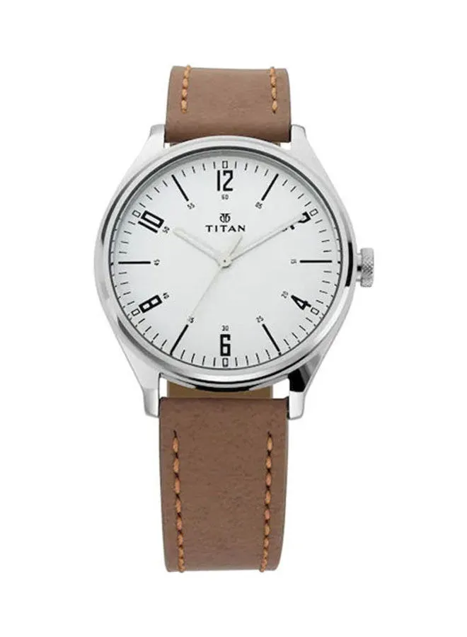 TITAN Men's Workwear Watch with Silver Dial & Tan Leather Strap 1802SL01