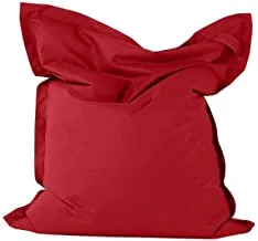 In House | Relaxing Chair Soft and Comfortable Bean Bag Made of Velvet Fabric Bag Designed Filled with Small Beanses - Ruby Red Color Large Size