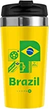 FIFA World Cup Qatar 2022 Stainless Steel Vacuum Mug -Brazil -450ml, Yellow, RT500402B