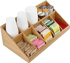 Mind Reader Condiment Station, Countertop Org, Coffee Bar Rayon from Bamboo Cup, 11 Compartment, Brown