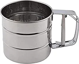 Stainless steel mesh mechanical flour sifter silver