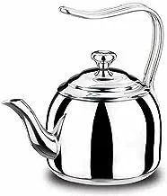 Korkmaz Droppa High-End Stainless Steel Induction-Ready Teapot with Tri-Ply Encapsulated Base,Silver,3 Quart,A054