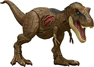 Mattel Jurassic World Dominion Extreme Damage Tyrannosaurus Rex Dinosaurs Action Figure Toy, Multicolor