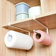 SKY-TOUCH 2pcs Paper Towel Holder - Wall Mount, Under Cabinet, Self-Adhesive, No Drilling, for Bathroom and Kitchen (White)
