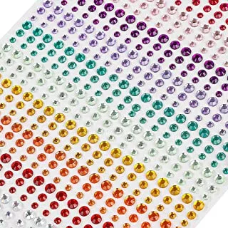 SHOWAY Crystal Rhinestone Stickers 15 Colors & 3 Sizes Kids DIY Embellishment Stickers Self Adhesive Jewels Sticker Colorful Gem Diamond for Face Eyes Nails Craft Cards Decorations
