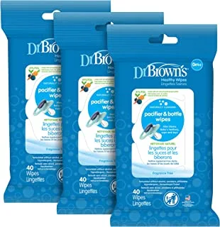Dr. Brown's Pacifier and Bottle Wipes, 40 Count, 3-Piece