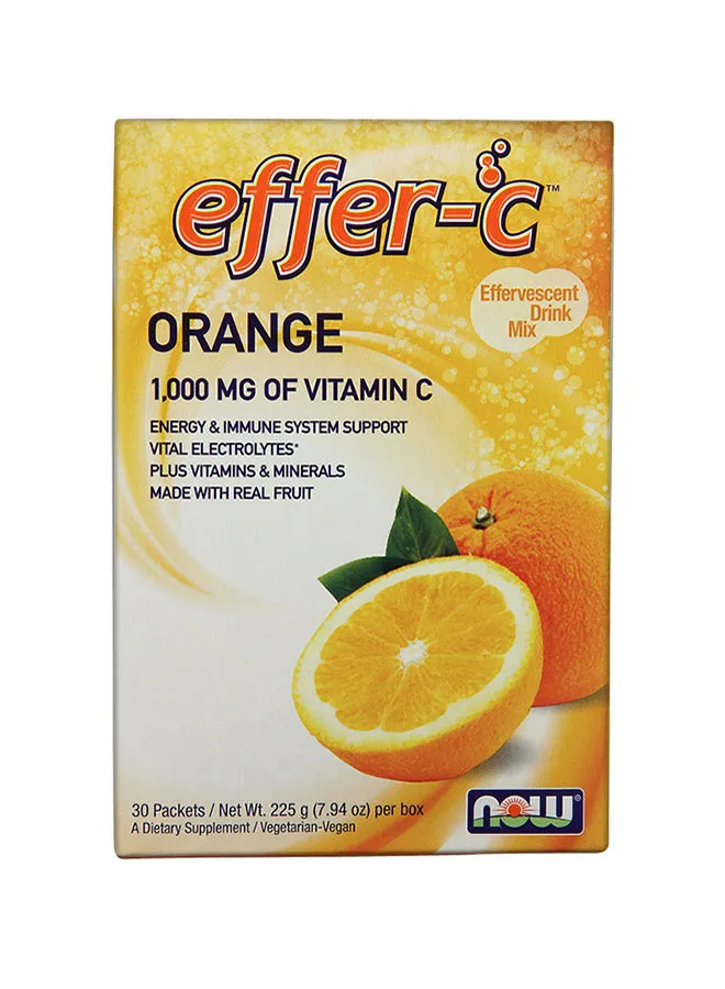 Now Foods Effer-C Orange فيتامين C شراب 30 عبوة