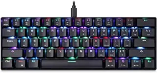 Motospeed CK61 60% Mechanical Keyboard Portable 61 Keys RGB LED Backlit Type-C USB Wired Office/Gaming Keyboard for PC/Mac, Android, Windows（Red Switch,Black）