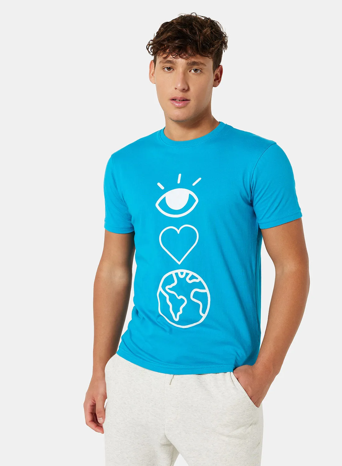 Sivvi x D'Atelier Eco-Friendly Graphic Crew T-Shirt Blue