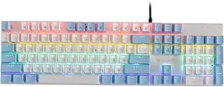 Xunfox K50 104 Key Backlight Arabic Mechanical Keyboard, Blue/White