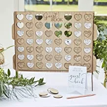 Ginger Ray Botanical Four in a Row Alternative, Wood Style Wedding Wooden Guest Book, One Size