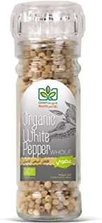 Green Roots Organic White Pepper Whole With Grinder, 70g