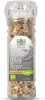 Green Roots Organic White Pepper Whole With Grinder, 70g