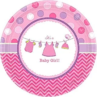 Baby Shower With Love Girl Plates 7in, 8pcs
