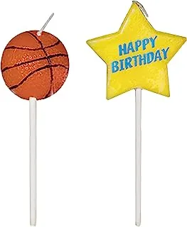 Basketball Birthday Pick Candles 3in, 6pcs
