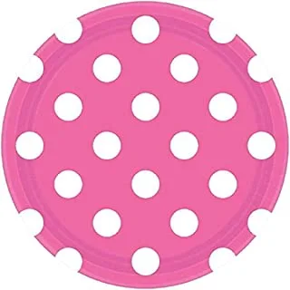 Bright Pink Dots Paper Plates 7in, 8pcs