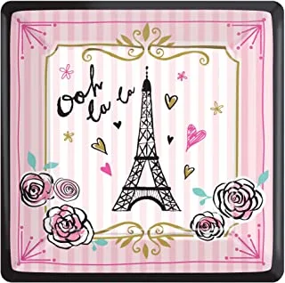 A Day In Paris Square Paper Plates 7in, 8pcs