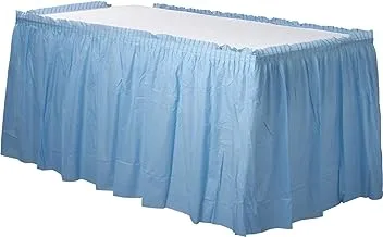 تنورة طاولة بلاستيك زرقاء باستيل 14 قدم × 29 بوصة