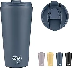 Citron- Double Wall Vacuum Insulated Coffee Travel Mug | For Hot & Cold Drinks | BPA Free & Leak Proof- -370ml Dark blue