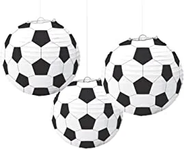 Soccer Round Paper Lantern 9.5in 3pcs