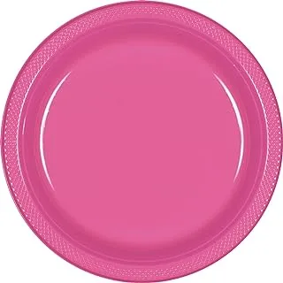 Bright Pink Plastic Plates 9in, 20pcs