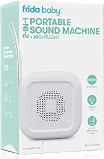 Frida Baby - 2-in-1 Portable Sound Machine + Nightlight by Frida Baby White Noise Machine with Soothing Sounds for Stroller or Car Seat with Volume Control
