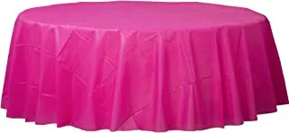 Bright Pink Round Plastic Tablecover 84in