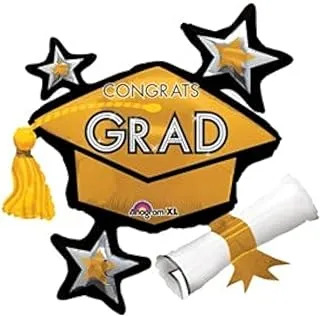 Congrats grad gold cluster supershape balloon 31 x 29 in