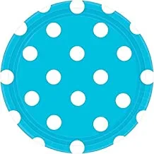 Caribbean blue dots round paper plates 7in 8pcs