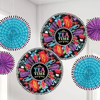 Mad Tea Party Paper Fan Decoration 6pcs