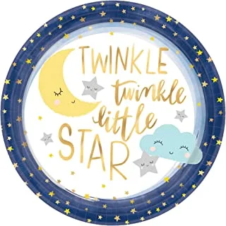 Baby Shower - Twinkle Little Star Metallic Paper Plates 10.50in, 8pcs