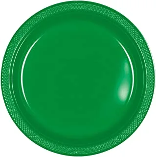 Festive Green Plastic Dessert Plate 7 Inch, 20pcs