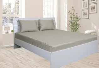 ملاءة سرير مغطاة من الكتان للفنادق 1 قطعة ، 100٪ قطن 250Tc ساتين 1 سم شريط ، المقاس: 200x200 + 30 سم ، حجر