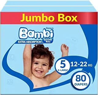 Sanita Bambi, Size 5, Xl, 12-22 Kg, Jumbo Box, 80 Diapers