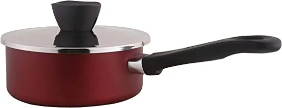 Al Saif Vetro Classic Non Stick Aluminium Sauce Pan With Stainless Steel Lid Size: 20Cm, Wine Red