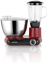 ALSAIF 6L 800W Electric Mega Stand Mixer 6 Speeds Control, 2 in 1 S/S Bowl, 1.5L Glass Jar, Double Whisk, Dual Hook, Transparent Lid, Removable S/S bowl, Black, Red E02226/RD 2 Years warranty