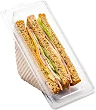 حاوية ساندويتش بلاستيكية شفافة مثلثية Thermo Tek - مع غطاء - 6 1/4 بوصة × 3 1/4 بوصة × 3 بوصة - صندوق 100 قيراط - أدوات المطاعم