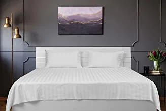 Deyarco Hotel Linen Klub Queen Bed Sheet 3Pcs Set , 100% Cotton 250Tc Sateen 1 Inch Stripe, Size: 240X260Cm + 2Pc Pillowcase 50X75Cm , White