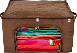 حقيبة تخزين بطانيات الملابس تحت السرير من Fun Homes مع نافذة شفافة بسحاب ، 66 لتر (بني) - HS_38_FUNH21298