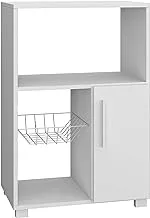 BRV Moveis Kitchen Organizer with Two Shelves and One Cabinet, White - H 80 cm X W 54 cm X D 35.5 cm