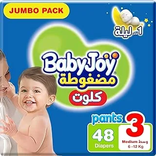 Babyjoy Cullotte, Size 3, Medium, 6-12 Kg, Jumbo Pack, 48 Diapers