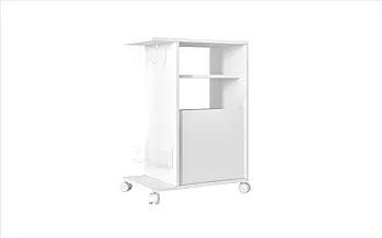 BRV Moveis Kitchen Organizer with Two Shelves and One Cabinet, White - H 76 cm X W 54 cm X D 35 cm