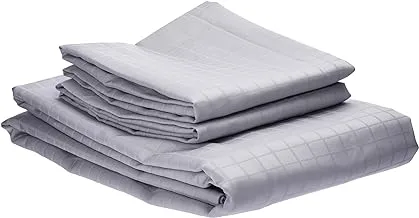 طقم ملاءة سرير مزدوج 3 قطع من فندق Linen Klub - 250TC 100٪ Cotton Dobby Box Sateen ، الحجم: 220 × 240 سم ، فضي