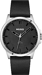 HUGO Men's Black Dial Brown Leather Watch