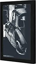 Lowha Car Parked Beside Building Wall Art Wooden Frame Black Color 23X33Cm By Lowha