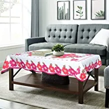 Fun Homes Flower Design Cotton 4 Seater Center Table Cover - (Pink)
